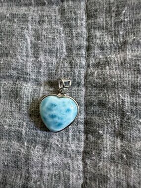 Heart-Shaped Larimar Pendant in Sky Blue Sterling Setting